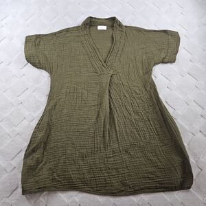 Honest Cotton Tunic Mini Dress Womens Extra Large Gauze Green